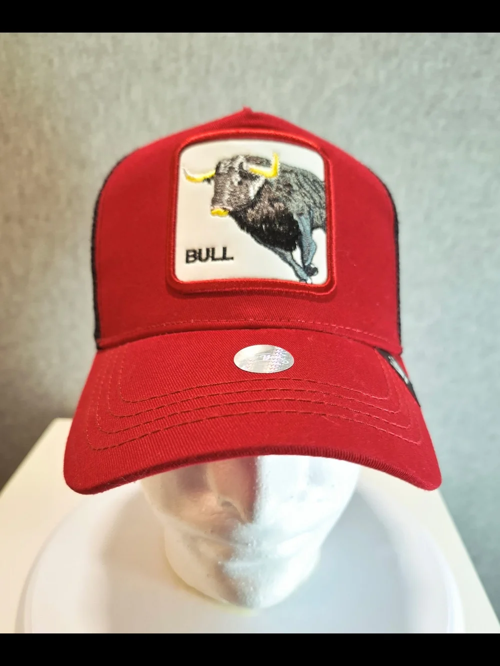 Red Raging Bull Embroidered Bull Patch Baseball Cap